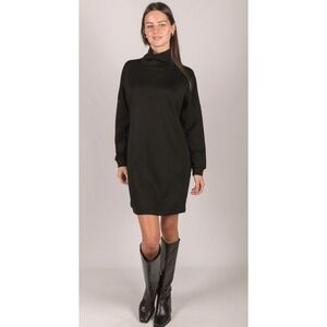 P. CILL Mini Dress‎ Butter Modal Mock Neck Long Sleeve Black L Minimalist